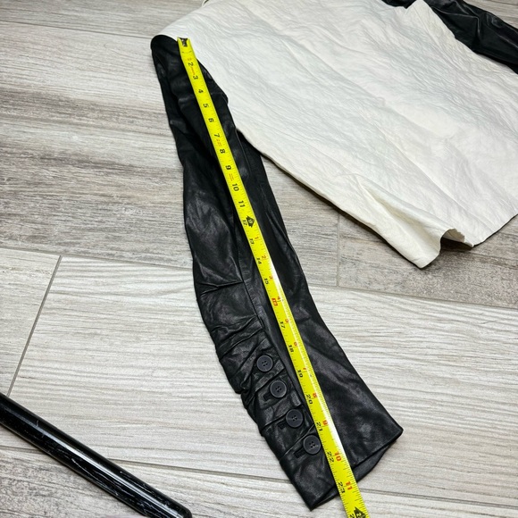 Helmut Lang Leather Linen Moto Jacket Size 0 - Picture 9 of 12